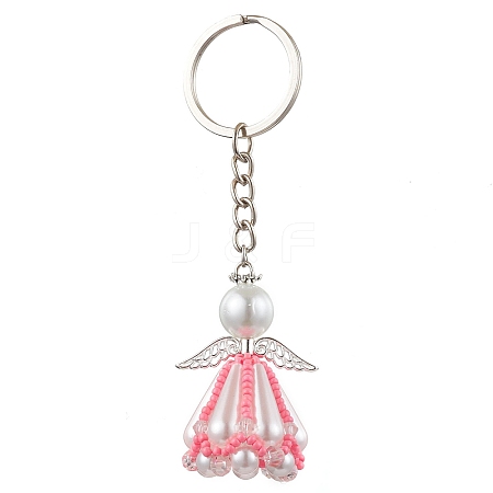 Glass Seed Bead with Acrylic Angel Keychain KEYC-MZ00026-03-1