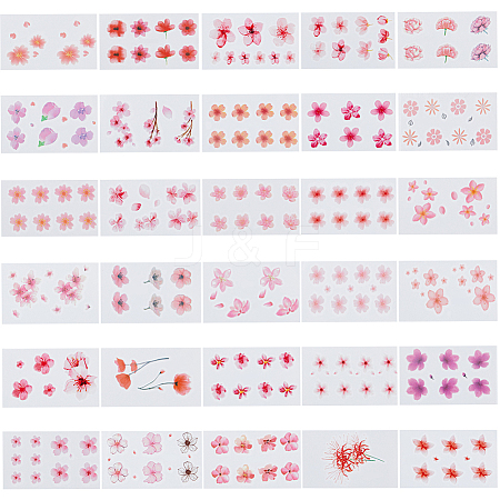 Flower Pattern Removable Temporary Water Proof Tattoos Paper Stickers AJEW-WH0413-03A-1