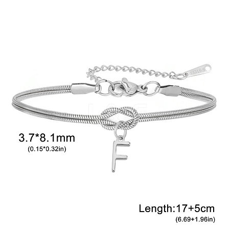 304 Stainless Steel Initial Charm Bracelets FS-WGD8E41-17-1