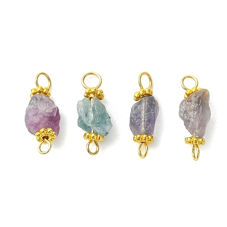 304 Stainless Steel & Raw Rough Natural Fluorite Connector Charms PALLOY-JF06001-1