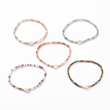 Faceted Rondelle Glass Beads Stretch Bracelets BJEW-JB05793-1