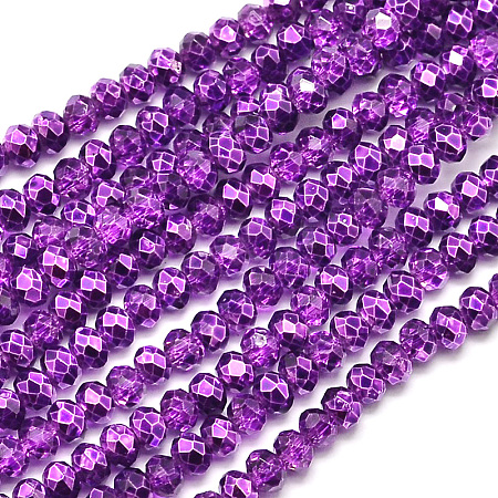 Faceted Rondelle Transparent Painted Glass Beads Strands DGLA-J001-C05-1