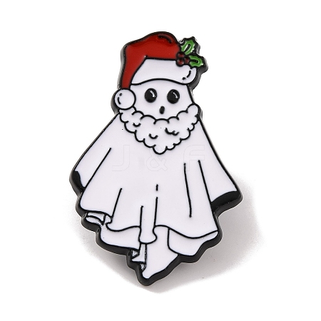 Christmas Theme Ghost with Hat Enamel Pins JEWB-M043-06A-1