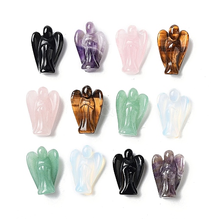 Natural & Synthetic Gemstone Carved Angel Statues Ornament G-P525-16-1