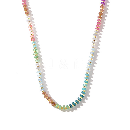 Colorful Rondelle Beades Natural Mixed Beaded Necklaces for Summer Beach Style TW6378-1