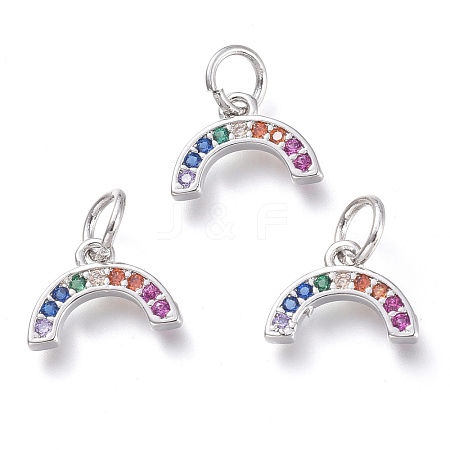 Brass Micro Pave Clear Cubic Zirconia Pendants KK-P188-O01-P-1