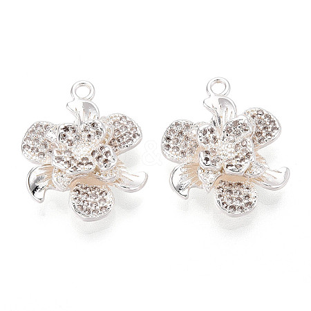 Brass Micro Pave Clear Cubic Zirconia Pendants KK-T077-30S-1