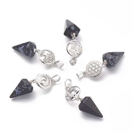 Natural Snowflake Obsidian Pendants G-O194-04-1