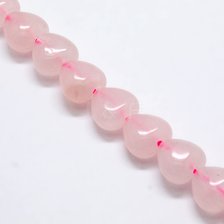 Heart Natural Rose Quartz Beads Strands X-G-G632-01-1