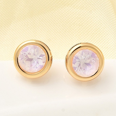 Brass Glass Stud Earrings EJEW-F391-05G-01-1