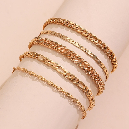 5Pcs Alloy Chain Bracelets for Women PW-WG07191-02-1