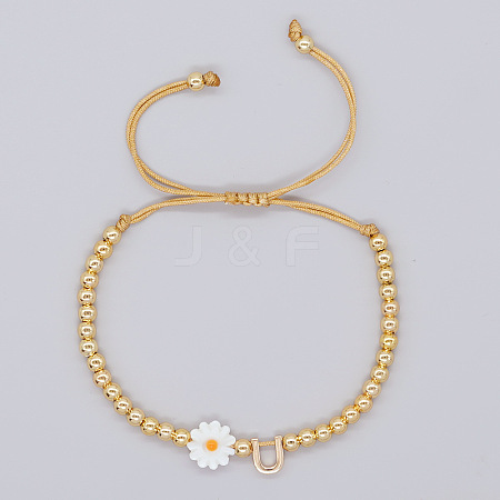 Golden Tone Daisy Braided Bead Bracelets WY1454-21-1