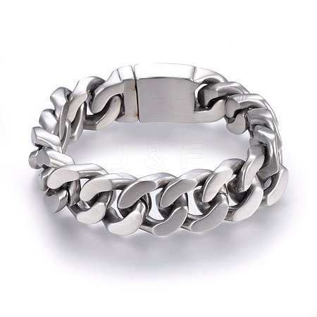 304 Stainless Steel Curb Chains Bracelets BJEW-E346-07A-P-1