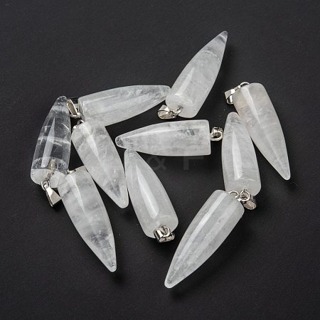 Natural Quartz Crystal Pointed Pendants G-D040-01P-B15-1