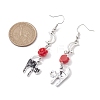 Alloy Enamel Cat Dangle Earrings EJEW-JE05846-3