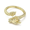 Dragon Brass with Cubic Zirconia Open Cuff Ring RJEW-L111-02G-2