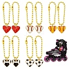 10Pcs 5 Styles Heart with Sports Ball Alloy Enamel Pendant Decoration HJEW-YW00076-1