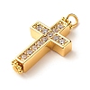Brass Micro Pave Clear Cubic Zirconia Pendants PALLOY-JF01176-2