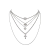 5Pcs 5 Style Heart & Bowknot & Cross Clear Cubic Zirconia Pendant Necklaces Set NJEW-JN04145-4