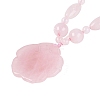 Natural Rose Quartz Flower Pendant Necklaces NJEW-N064-08C-4