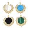 Brass Micro Pave Clear Cubic Zirconia & Resin/Natural White Shell/Synthetic Turquoise/Synthetic Malachite Pendants CU-CBA6938-08G-1