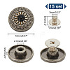 15Pcs 1-Hole Alloy & Plastic Beads Buttons BUTT-HY0001-11B-2