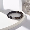 Natural Bronzite & Lava Rock Round Beads Stretch Bracelet BJEW-JB07457-2