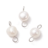 Natural Cultured Freshwater Pearl Two Sides Polished Connector Charms PALLOY-JF04041-02-1