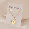 Stainless Steel Letter Pendant Necklaces & Stud Earrings Sets WG3FD2C-02-1