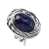 Oval Natural Sodalite Finger Rings RJEW-M063-01P-09-4