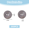 200Pcs 2-Hole Flat Round Natural Black Shell Buttons SHEL-HS0001-04-2