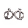 Gunmetal Plated Alloy Letter Pendants PALLOY-P097-03-D-1