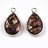 Teardrop Assembled Synthetic Bronzite and Regalite/Imperial Jasper Pendants G-N330-022-D07-2