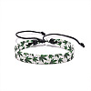 Printed Maple Leaf Pattern Cloth & Waxed Cord Braided Bracelets for Men Women FS-WG27F11-01-1