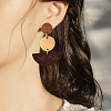 Coconut Brown Wood Stud Earring Findings EJEW-CJC0001-13-5