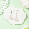 Brass Natural Rose Quartz Dangle Earrings EJEW-JE06588-01-1