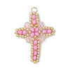 7Pcs 7 Colors Glass Seed Beaded Cross Pendants PALLOY-MZ00826-2