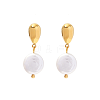 Stainless Steel Earrings with Freshwater Pearl YM6045-1