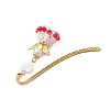 Heart Angel Glass Seed & Plastic Pearl Pendant Bookmark AJEW-MZ00002-04-4