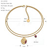 304 Stainless Steel Pave Deep Pink Cubic Zirconia Charm 2-Strand Bracelets WGC9028-03-2
