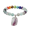 Raw Rough Natural Fluorite Charm Bracelets BJEW-JB10298-01-1