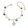 3Pcs Natural Morganite & Green Agate & Labradorite Beads Multi-layered Bracelets BJEW-JB12217-3