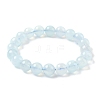 Natural Aquamarine Round Bead Stretch Bracelets for Men Women BJEW-U034-01A-01-4