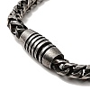 304 Stainless Steel Round Wheat Chain Bracelet with Magnetic Clasp for Men Women BJEW-E009-15AS-3
