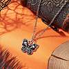Alloy Enamel Halloween Skull Butterfly Pendant 304 Stainless Steel Cable Chain Necklaces NJEW-JN05446-1