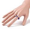 Glass Round Beaded Finger Ring with Brass Cross Charm for Women RJEW-JR00499-3