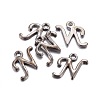 Gunmetal Plated Alloy Letter Pendants PALLOY-P097-03-N-2