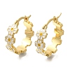 Rack Plating Flower Brass Hoop Earrings EJEW-H016-41G-01-1