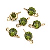 SHEGRACE Brass Pave Cubic Zirconia Flat Round Connector Charms XGRQ2O473-435D-G-2