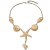 Summer Beach Alloy Crystal Rhinestone Shell Shape Starfish Pendant Necklaces for Women FS-WGE00B6-01-5